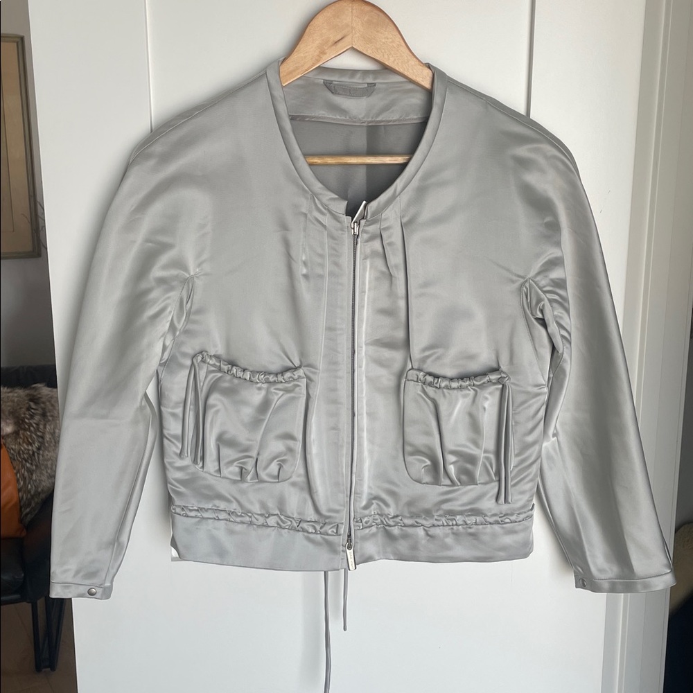 Giorgio Armani | Vintage Cropped Satin Bomber Jacket - Picture 2 of 10